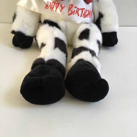 1997 Build A Bear Holstein Cow Bell Bow Tie Sash 18" White & Black Stuffed Plush - Picture 5 of 16